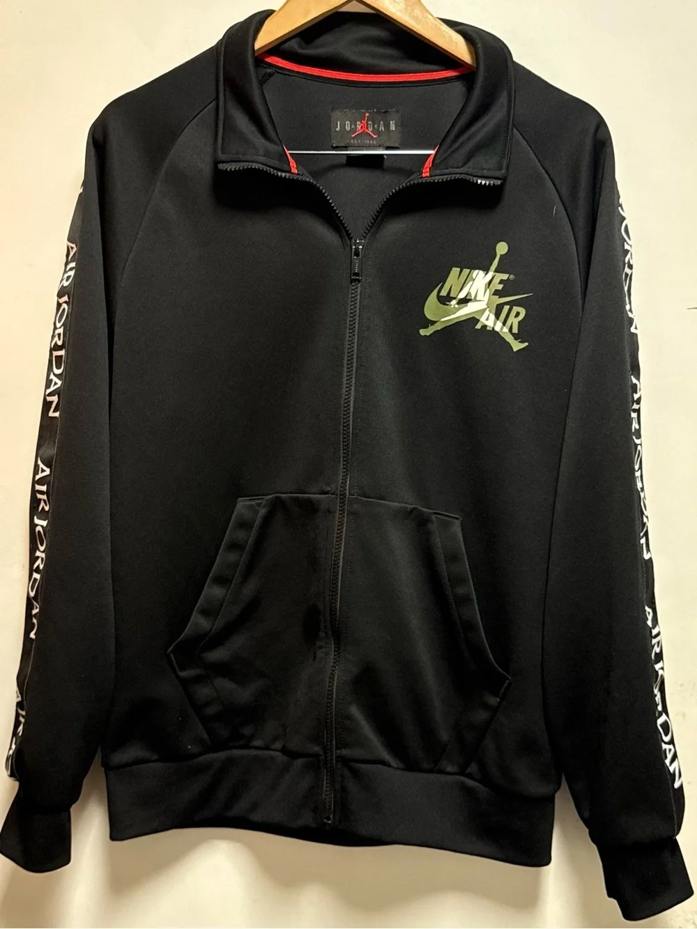 Jordan Black Track Jacket with Olive Logo